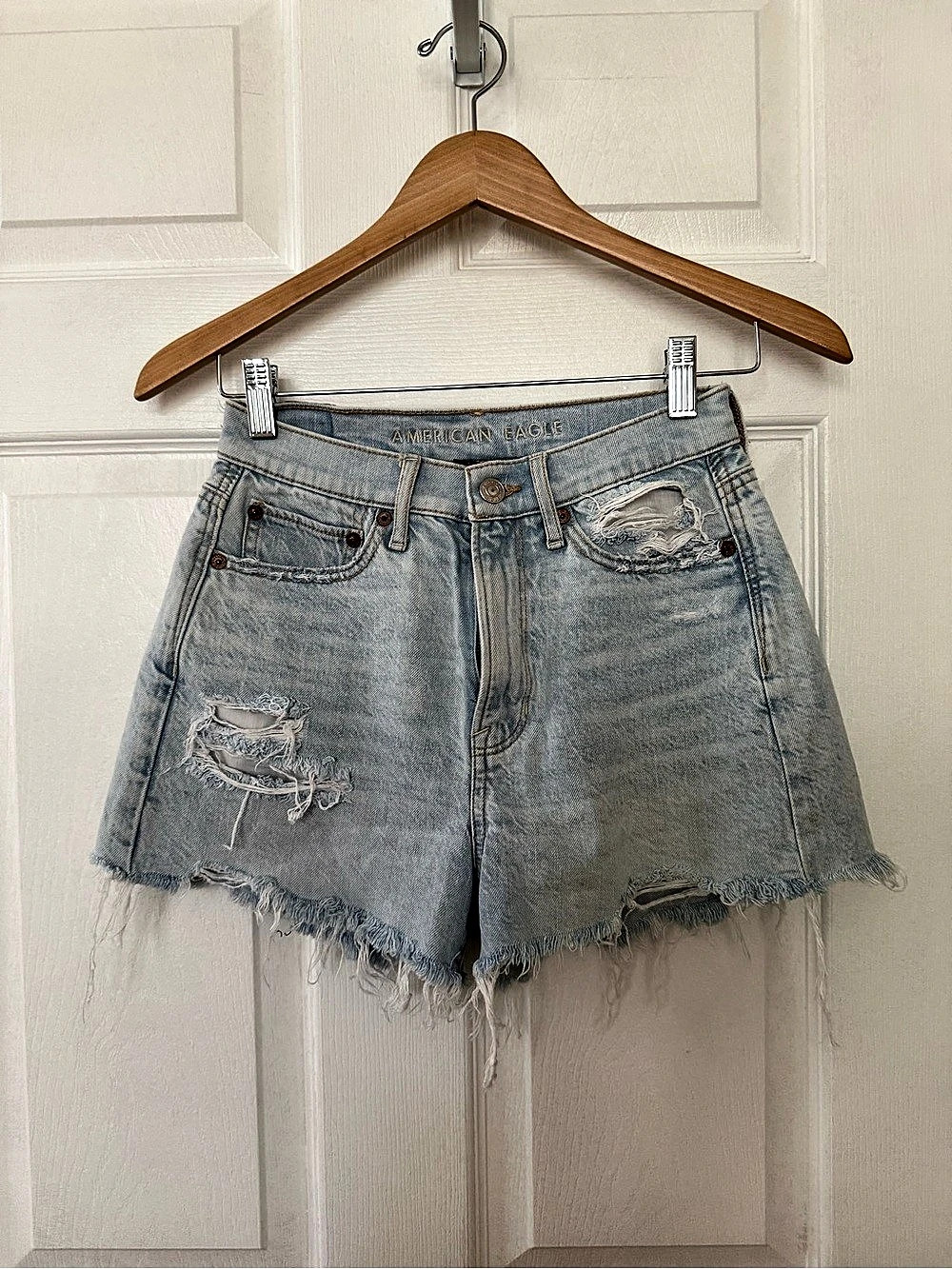 American Eagle Distressed Denim High-Waisted Shorts